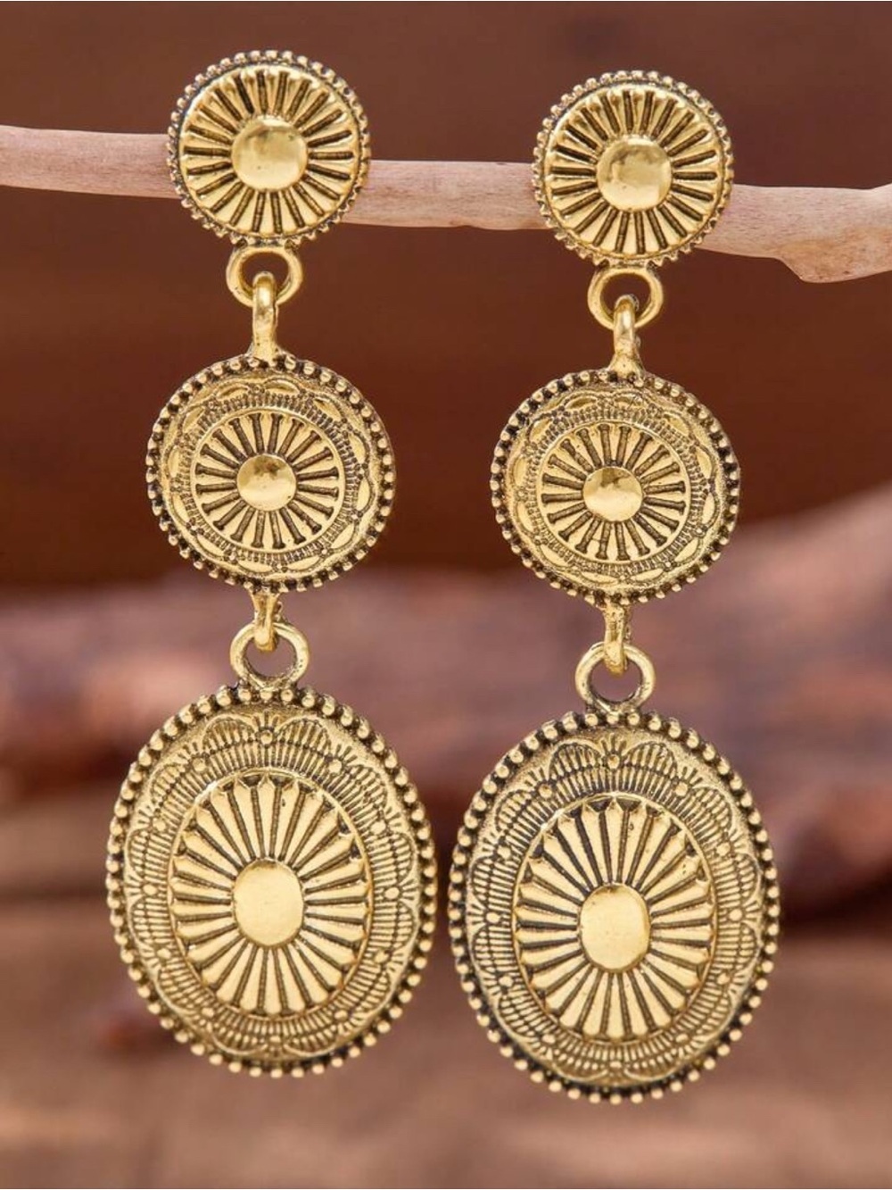 Gold Boho Medallion Earrings